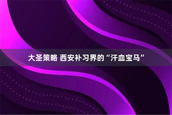 大圣策略 西安补习界的“汗血宝马”
