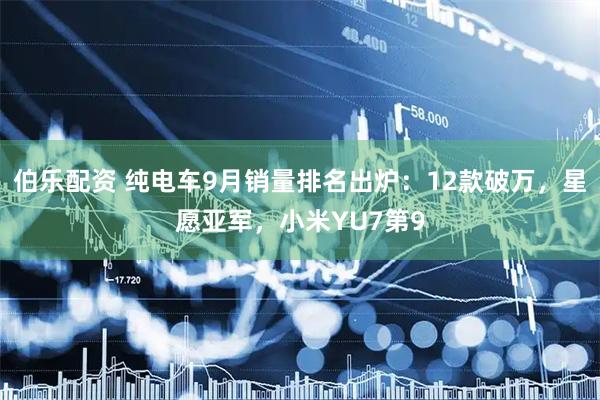 伯乐配资 纯电车9月销量排名出炉：12款破万，星愿亚军，小米YU7第9