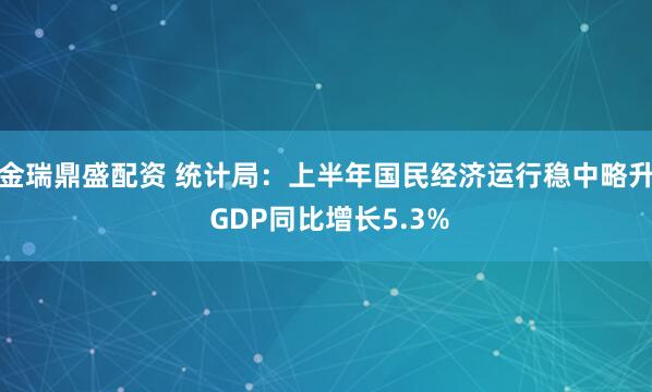 金瑞鼎盛配资 统计局：上半年国民经济运行稳中略升 GDP同比增长5.3%