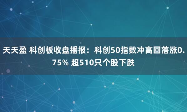 天天盈 科创板收盘播报：科创50指数冲高回落涨0.75% 超510只个股下跌